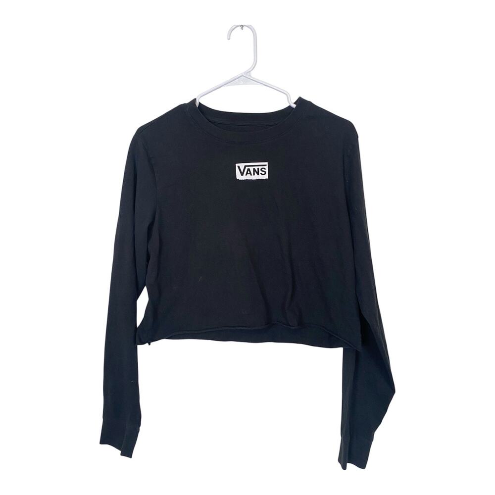 Vans Women Black Longsleeves Crop Top Tshirt Size Medium